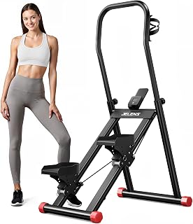 JELENS Compact Folding Stair Stepper for Home Gym - Full-Body Cardio Vertical Climber with Extended Step Range