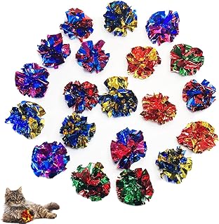 QUVOVID Cat Toys 20 Packs Interactive Crinkle Ball, 2.3 Inch Bright Colors Cat Ball Toys to Attract and Engage Cats, Promote a Healthy Lifestyle for All Breed Sizes Cats