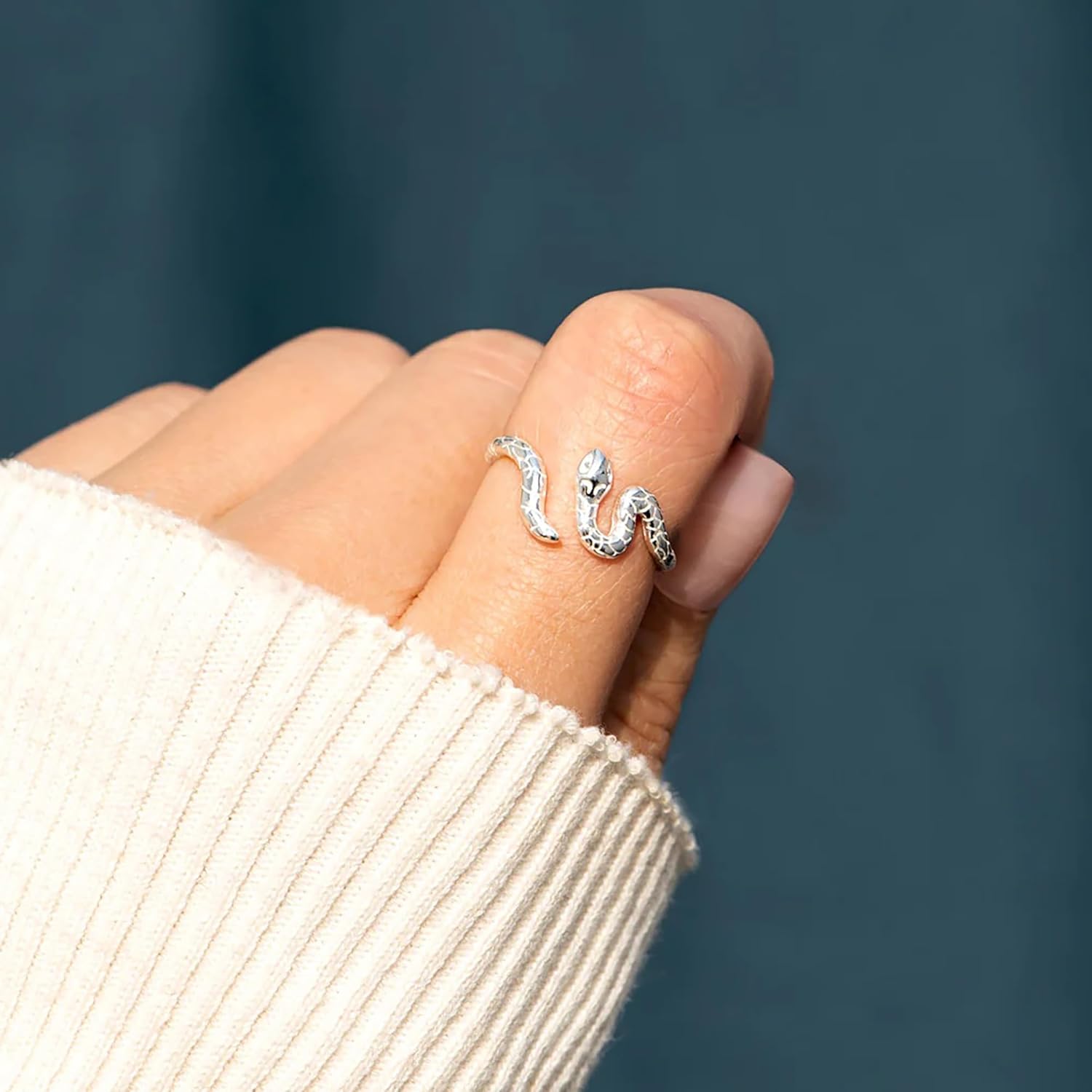 925 Sterling Silver Gothic Snake Rings for Women Vintage Animal Halloween Rings Sta... - Image 2