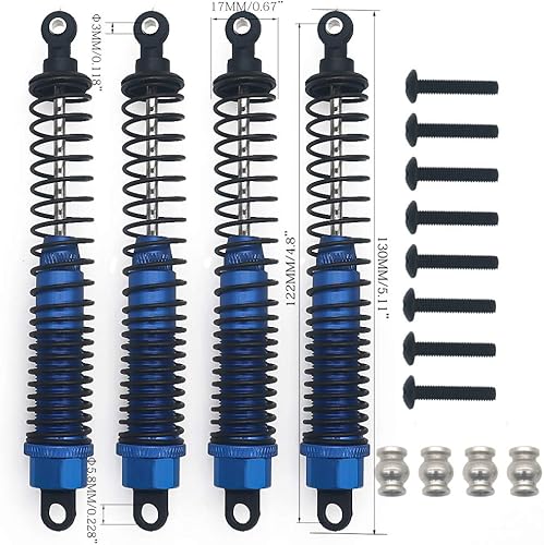 Vista 7 de Amortiguador de amortiguador de 5.118 in de aleación ajustable de aceite de aluminio para automóvil RC 1/10, camión sobre orugas, piezas mejoradas