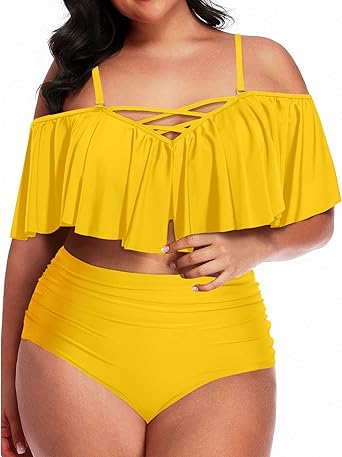 yellow plus size swimsuits