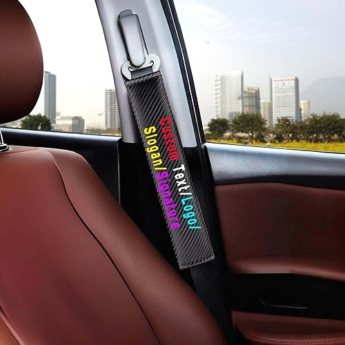 MVJAA Custom Seat Belt Cover Pad – Carbon Fiber Soft Seat Belt Pillow Cushion for Kids & Adults – Personalized Seatbelt Shoulder Strap Pad, Universal Fit for Car/SUV/Truck