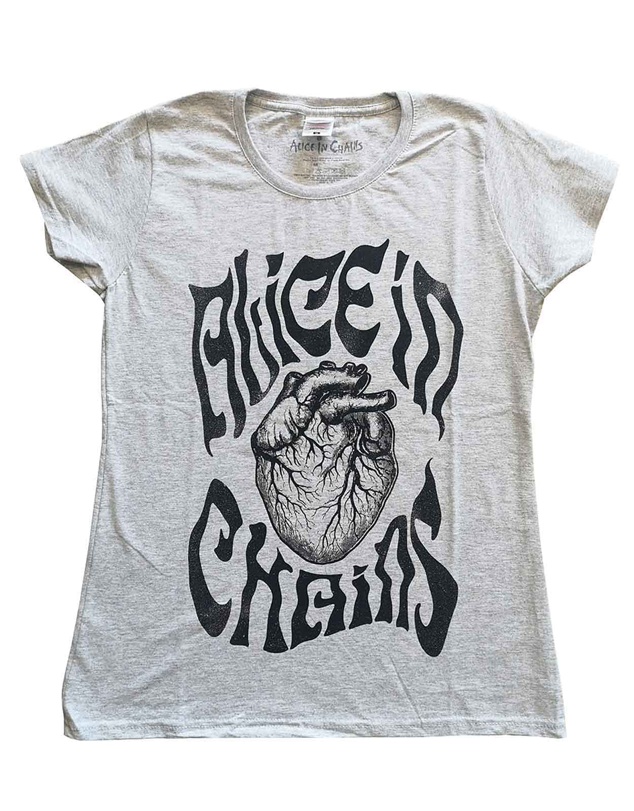 Rock Off Officially Licensed Products Women's Heather Grey Alice In Chains T Shirt Transplant Official Skinny Fit Xxl