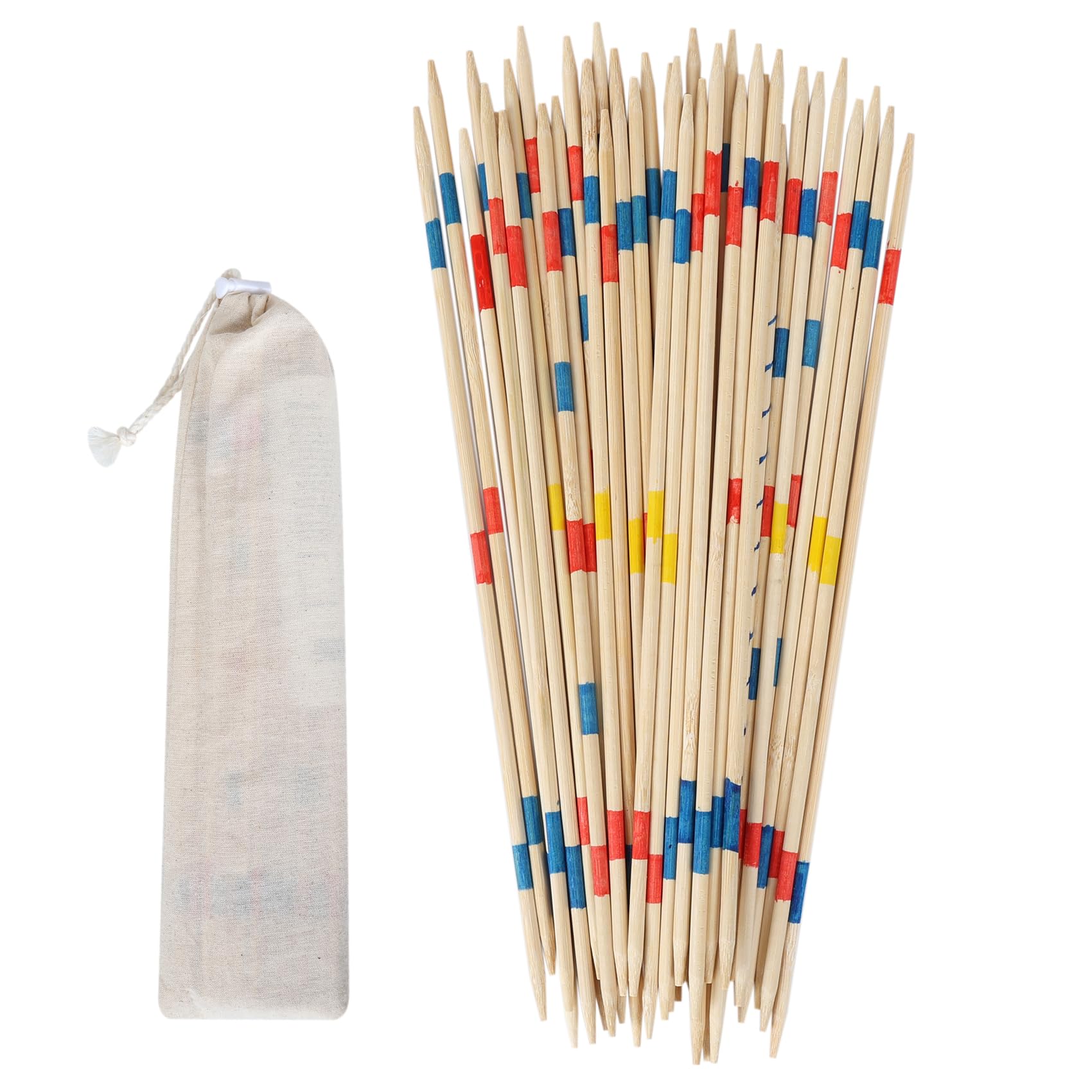 GOTHINK Bamboo Mikado Pick Up Sticks Game with 1 Cloth Bag, 41PCS 12 Inch Long, Fun Family Board Game for Adults and Kids