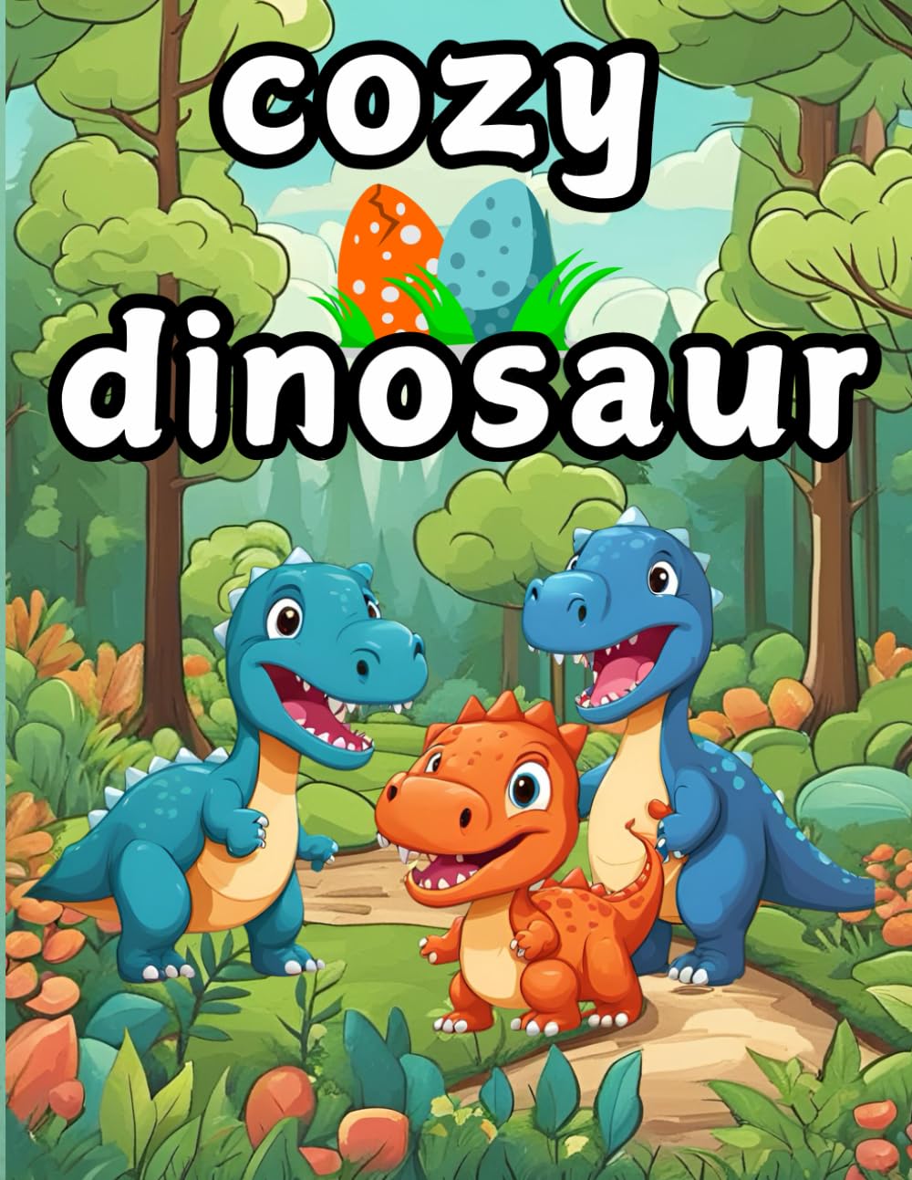 cozy dinosaur: coloring book for kids and adults,bold and eazy design for relaxation