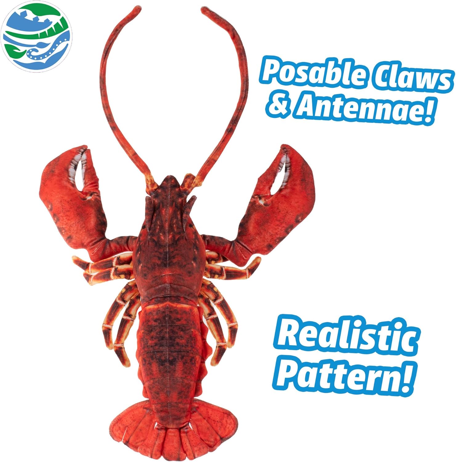 Real Planet 18" Cute Plush Lobster for Kids - Realistic Red Plushie Lobster Stuffed Animal