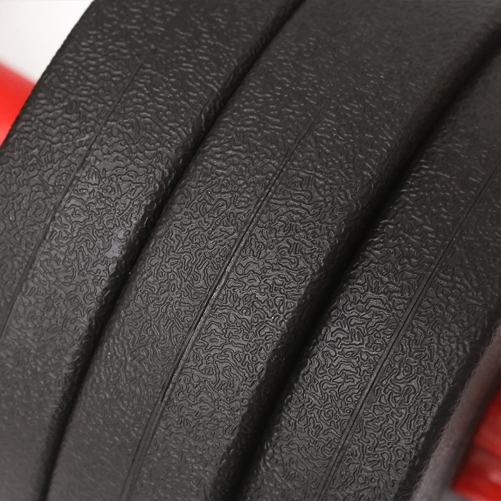 BAKAJI Set 2 in 1 Manubri Regolabili con Barra Bilanciere e 12 Dischi Totale Peso 25kg (4x2.5kg + 4x2kg + 4x1.5kg), Rivestimento Nero e Rosso in Gomma Piuma Antiruggine Antiscivolo, Fitness