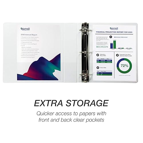 Vista 331 de Samsill Carpeta duradera de 1.5 pulgadas, fabricada en los Estados Unidos, carpeta de anillos en D, carpeta transparente personalizable, color Negro