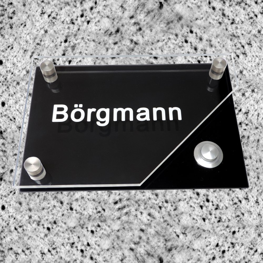 Modernes Klingelschild K5 Acryl made by GravUp : farbiges - Acrylglas mit V2A Befestigung