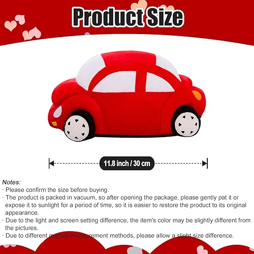 Miniatura 6 de Almohada roja de peluche en forma de coche con forma de juguete lindo regalo para niños, 11.8 pulgadas