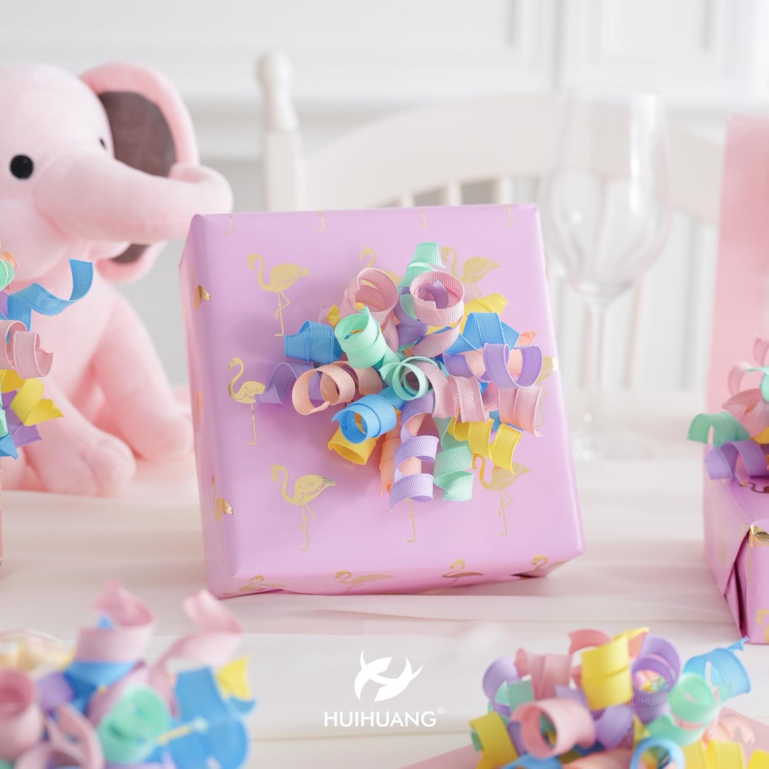 HUIHUANG Pastel Curly Ribbon Bows Pastel Bows for Gift Wrapping, Self Adhesive Burst Gift Bow for Presents, Birthday, Holiday Party Favors, Wine Bottle, Treat Bags- 6 Counts - Image 9