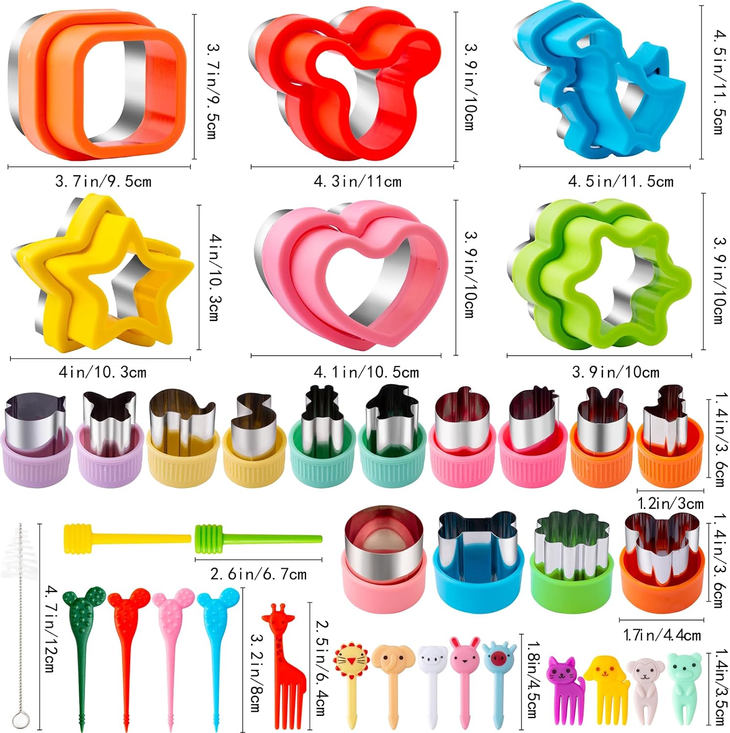 Nifogo Sandwich Cutter for Kids Lunch 48 Pcs (LARGE) | Sandwich Maker, Cookie Cutters and Sealer Set, Stainless Steel, Bread Decruster, Dinosaur Mickey Heart Shape for Boys Girls