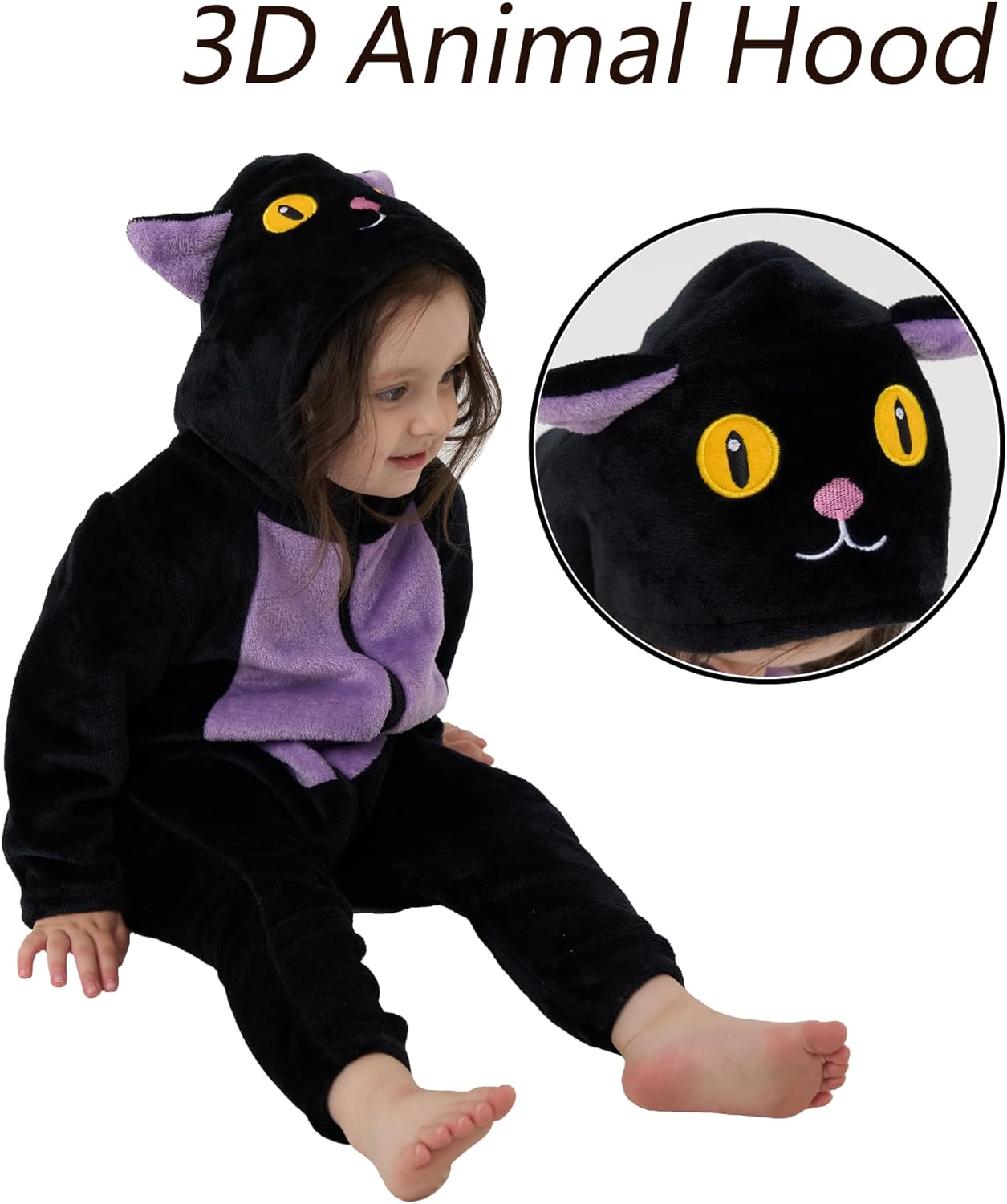 Unisex Baby Animal Costume Pajamas, Infant Flannel Hooded Halloween Romper Cosplay Costume/Homewear/Sleepwear - Image 2