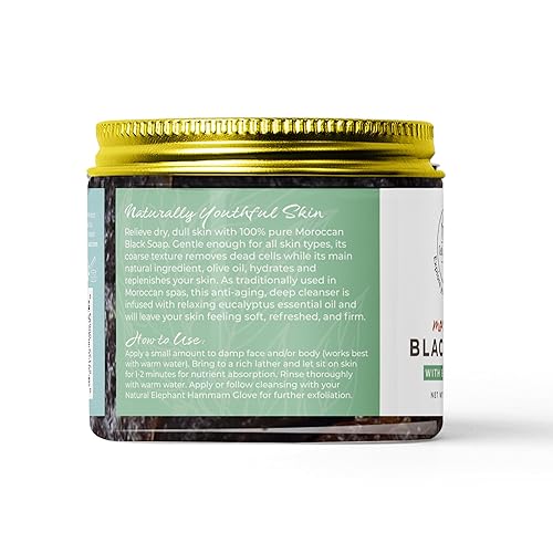 Miniatura 8 de Natural Elephant Jabón negro marroquí con aceite esencial de eucalipto 705oz