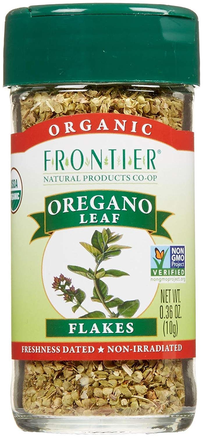 Frontier Co-op Organic Oregano Leaf, 0.36 oz - USDA Certified, Non-Irradiated, Quality-Tested for Baking & Cooking