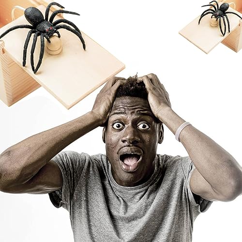 Miniatura 5 de Caja de trucos de araña de goma, caja sorpresa de madera hecha a mano, araña oculta en una caja, juguetes de trucos para adultos y niños, bromas