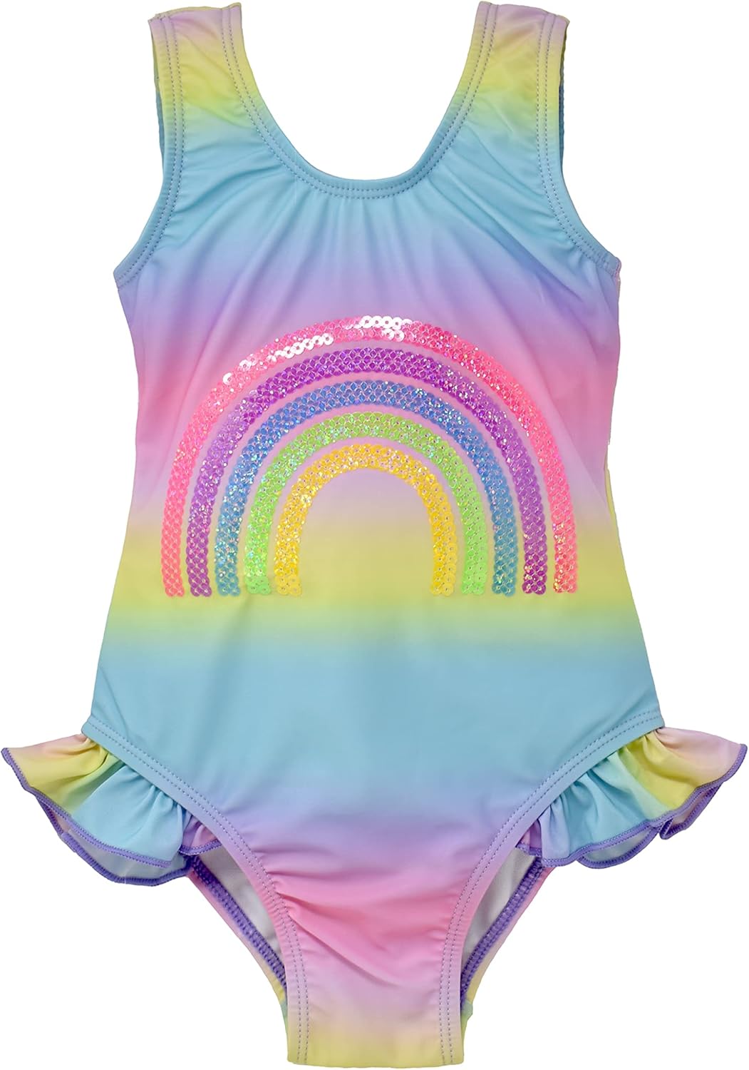 Flap Happy Baby Girls' UPF 50+ Simone Sequin Hip Ruffle Swimsuit