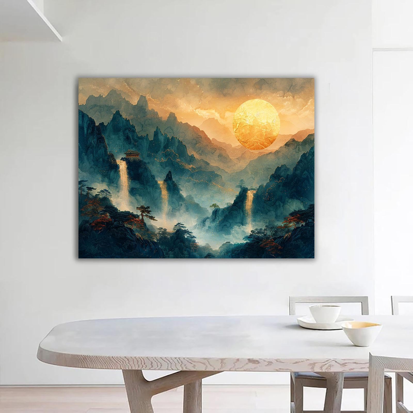 Amazon.co.jp: ZFXFHDR(へ楽ーツ) 山の風景画 月の抽象的な風景