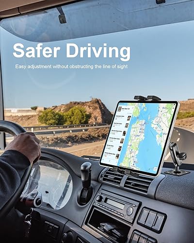 Miniatura 2 de woleyi Soporte para tablet con base de taladro resistente para cochecamión  brazo ajustable de 360 de metal Soporte de tablero de instrumentos para