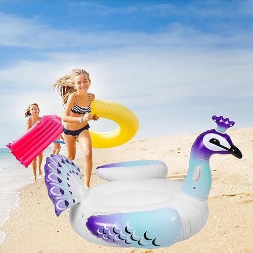 Miniatura 3 de VOSAREA - Flotador de piscina de pavo real flotante inflable para piscina, balsa de verano, playa, natación, tumbona, flotador para fiestas para