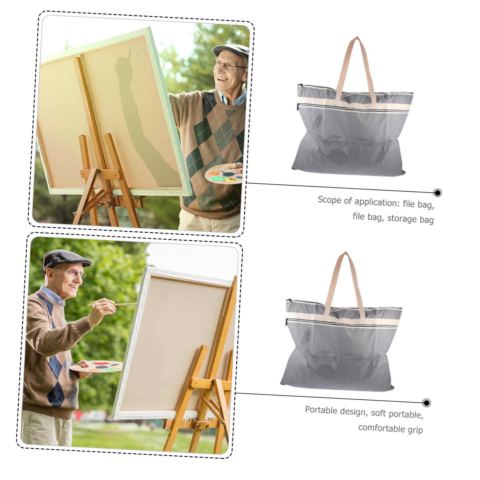 2pezzi Borsa Portadocumenti Cerniera Custodia Per Opere d Arte Tasca Laterale Pratica Robusta e Leggera Per Documenti Protetti