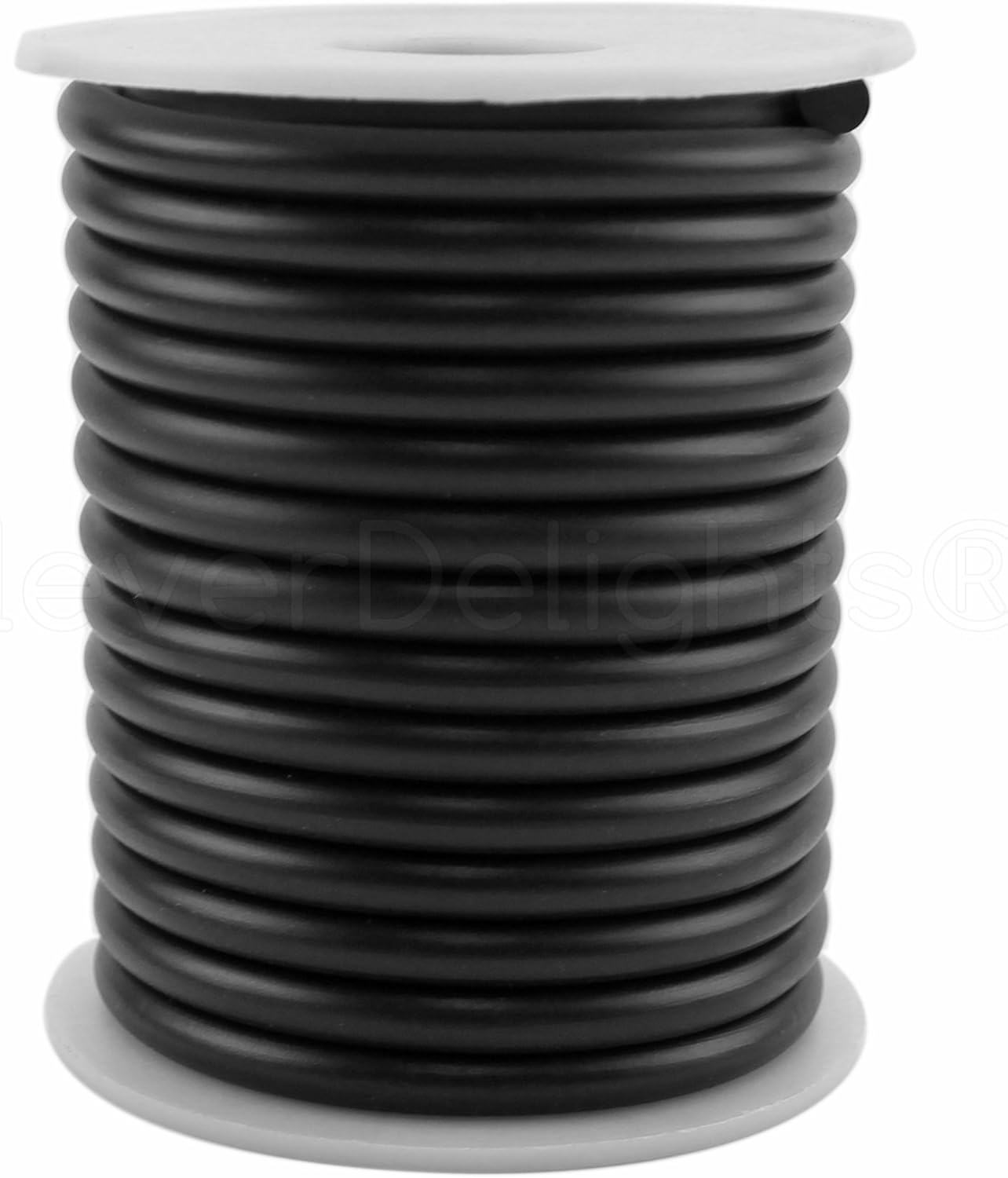 CleverDelights Black Solid Rubber Cord - 75 Feet - 4mm (1/8") Round - Crafts Beading Jewelry Necklaces
