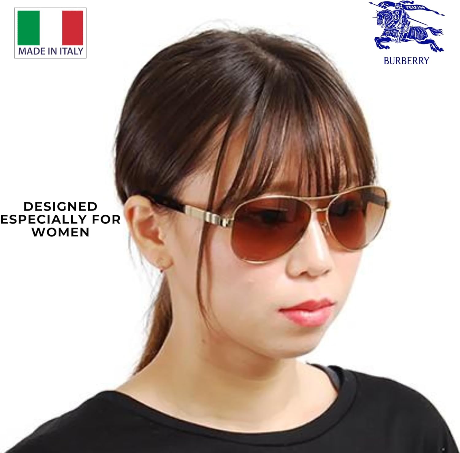 BURBERRY BE3080 Pilot Shape Steel Sunglasses with Luxury Eyewear Kit - Image 7