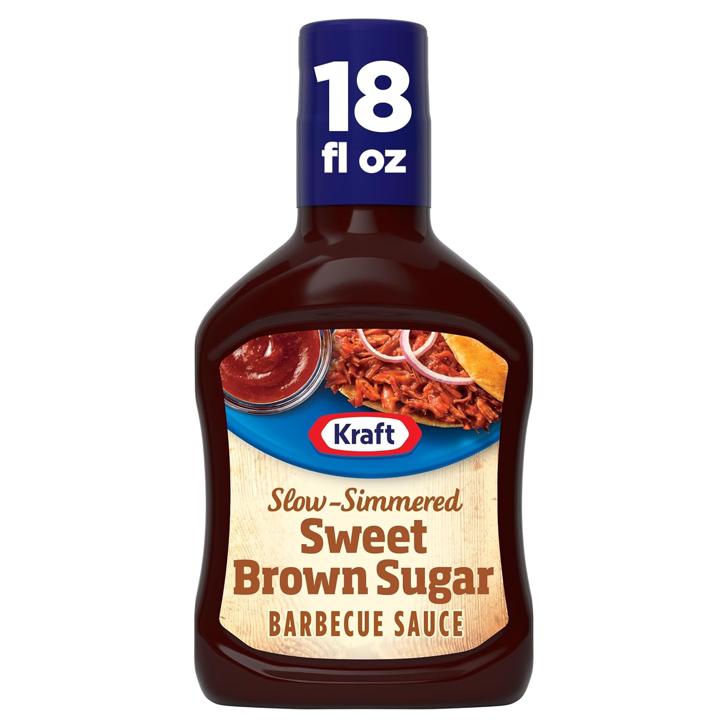 Kraft Sweet Brown Sugar BBQ Sauce, 18 oz - Slow-Simmered with Real Brown Sugar, No Fat, Ideal Marinade for Ribs & Chicken