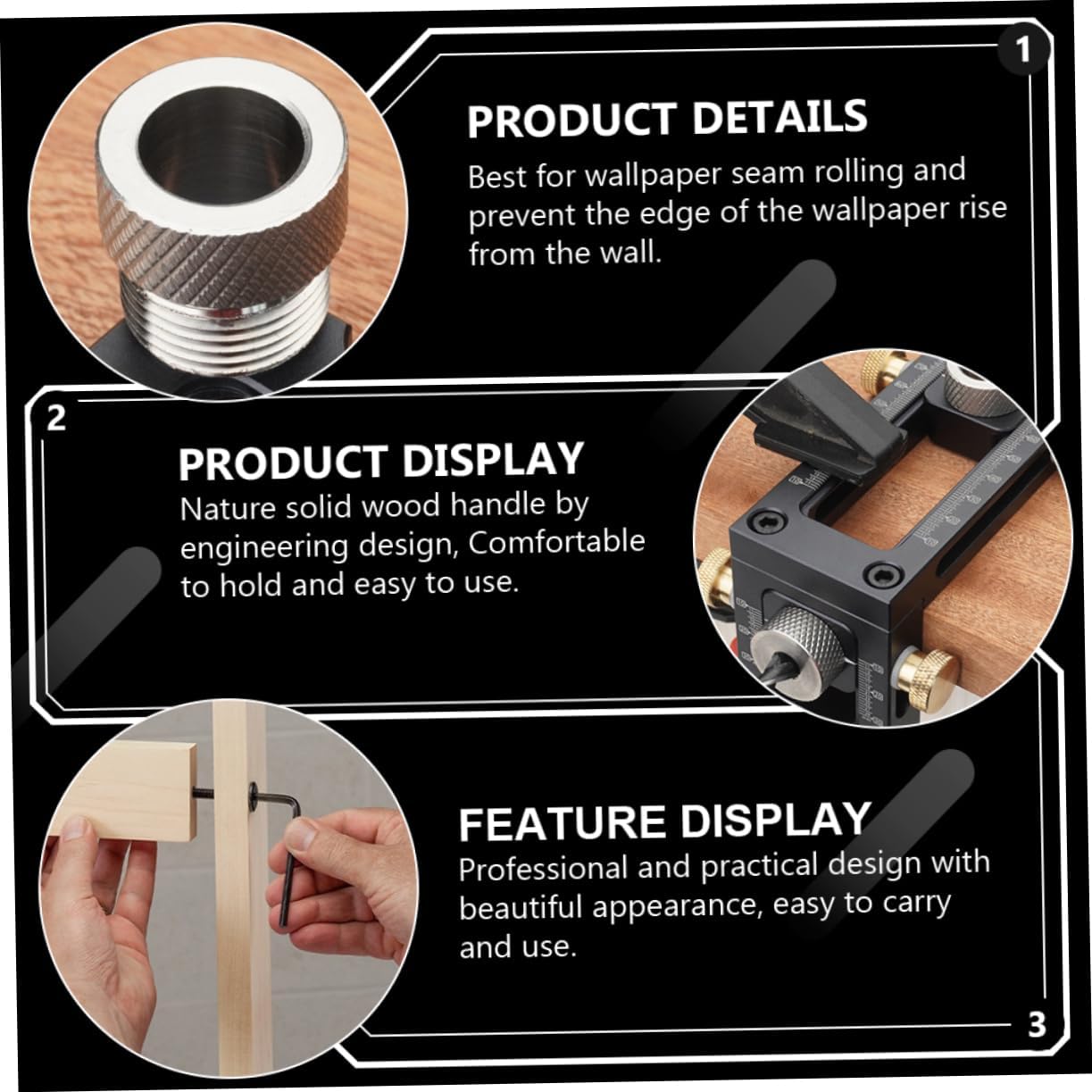 LIFKOME 2pcs Dual Head Corner Wallpaper Roller Seam Diy Tool Roller Handle Seam for Wallpapers