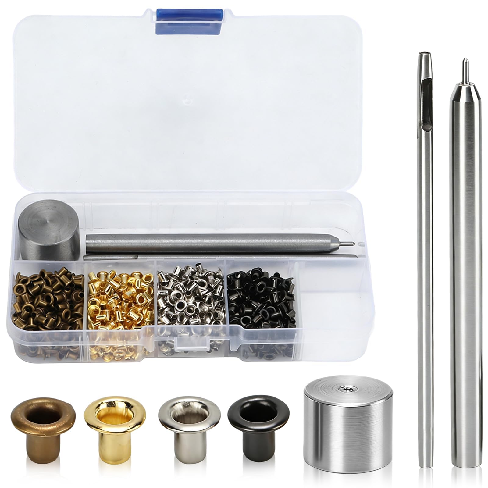 Photo 1 of 2mm Mini Grommets Eyelets kit, 800pcs Plated Copper Metal Grommet Kit