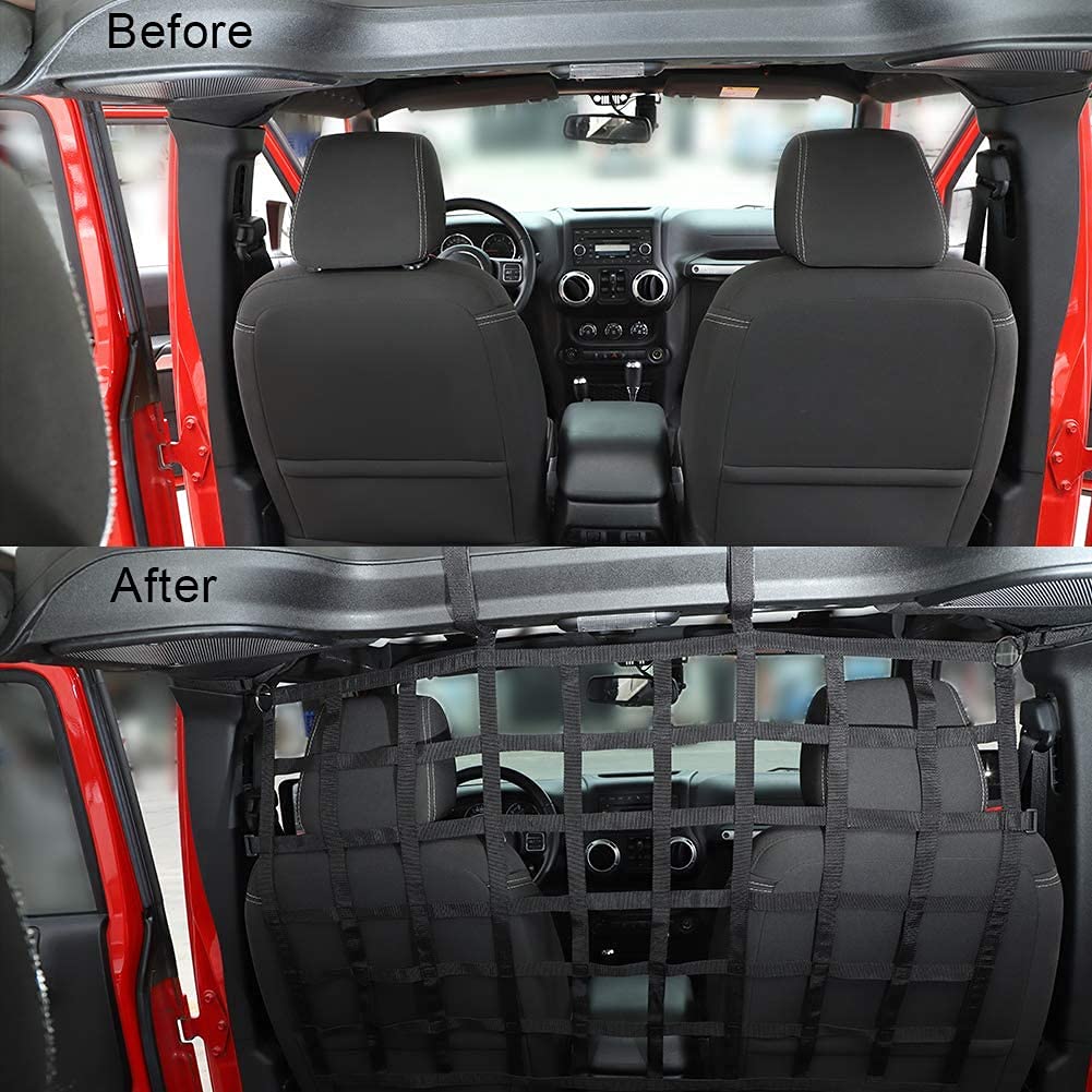 Tylna przegroda siedzenia, siatka bagażowa, bariera samochodowa dla psa do Jeep Wrangler JK JL Gladiator JT 2007-2026 2/4-drzwiowy,Black
