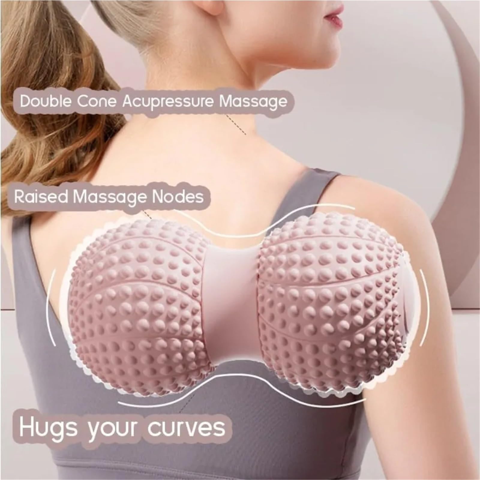 Bola de masaje de maní, masaje muscular de tejido profundo, herramienta de masaje de espalda y cuello, rodillo de pie, esfera fascial, negro, 2 unidades