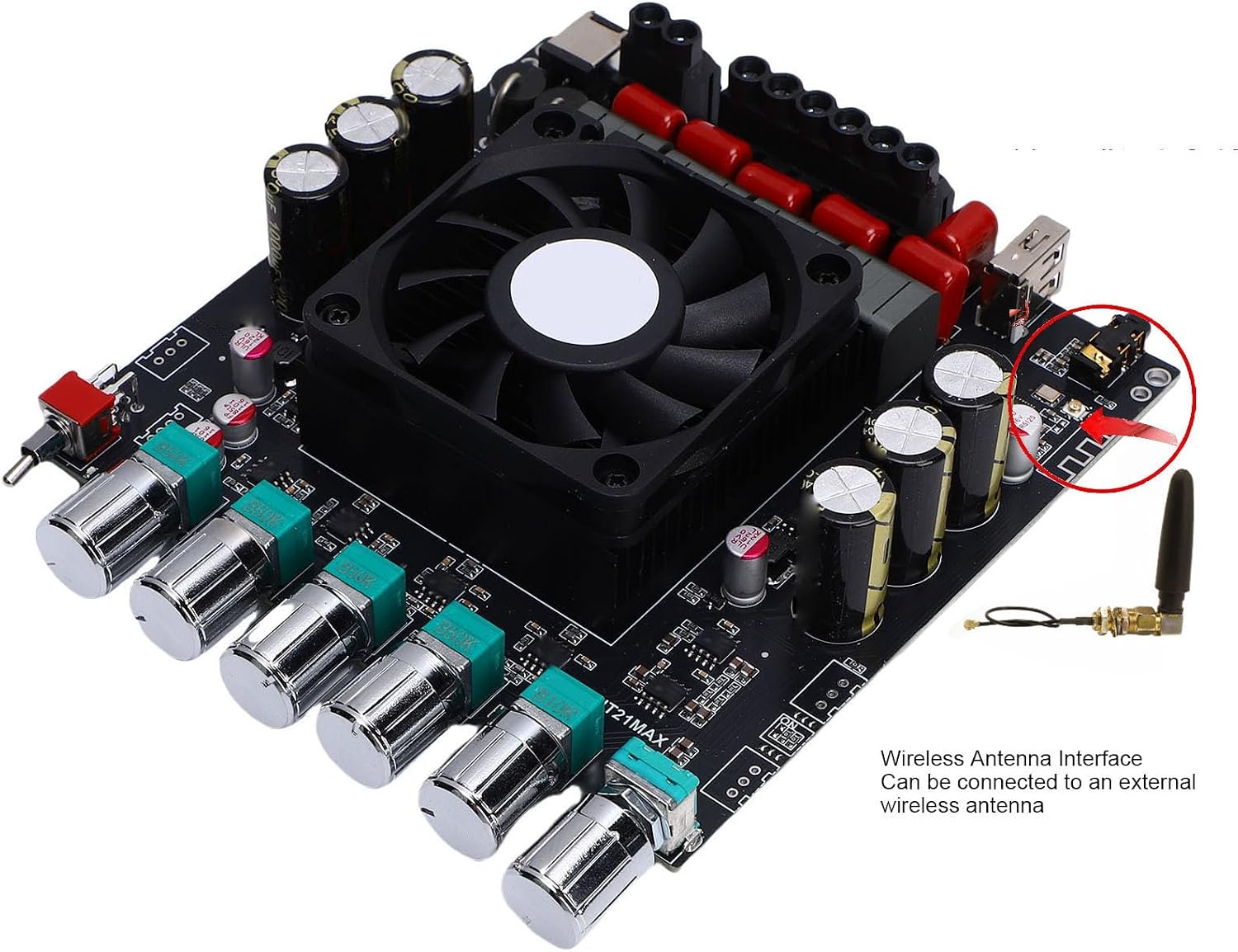 ViaGasaFamido 2.1 Channel Bluetooth Audio Amplifier Board 2 x 200W 400W Digital Audio Power Amplifier Module with High Low Pitch Adjustment for Home Speaker DIY