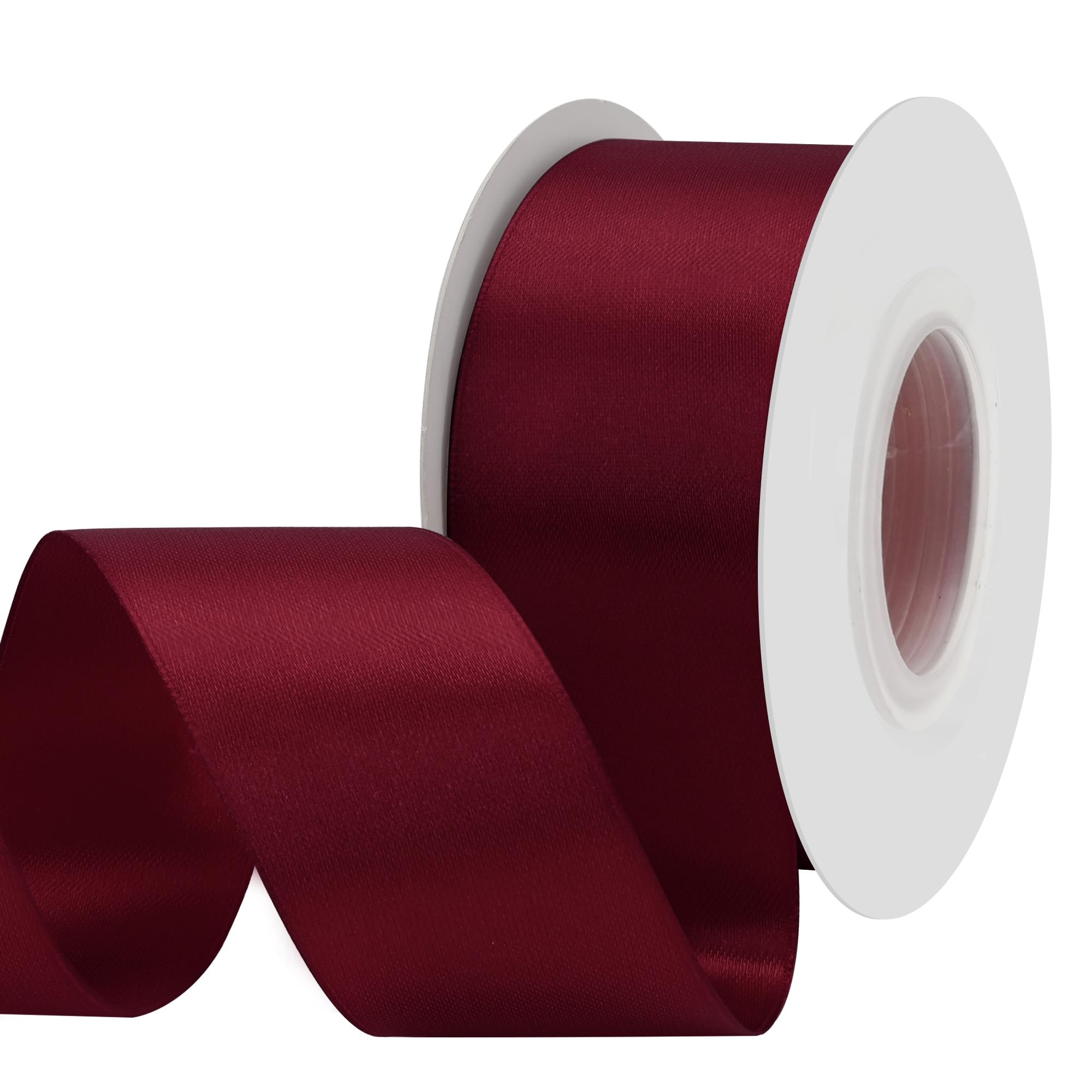 BVIEAKD 53mm Wide 22m Double Face Burgundy Satin Ribbon Fabric Ribbon for Gift Wrapping Very Suitable for Weddings Decoration Bouquet Balloons Arts Craft Sewing Hair Bow Invitation - Image 3