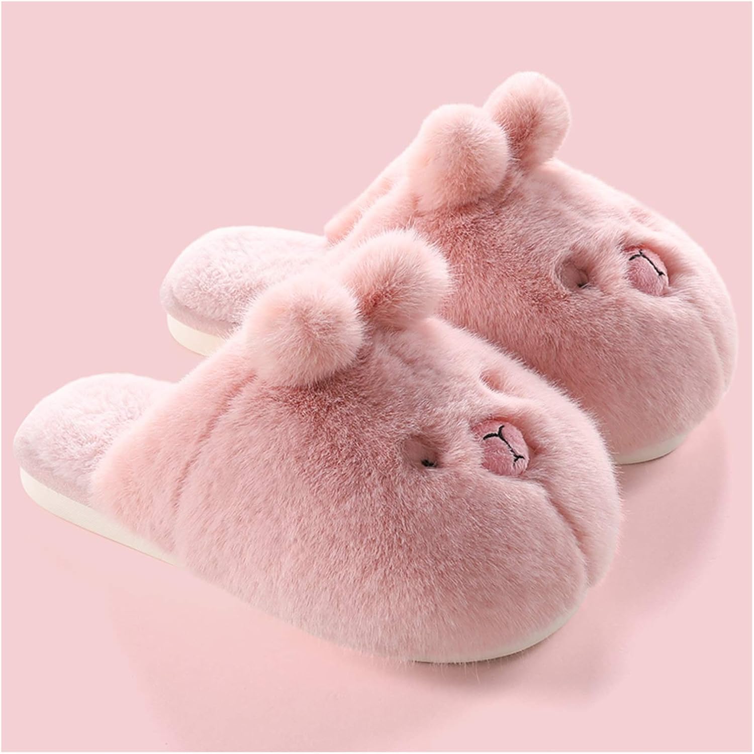 Memory Foam Slippers Alpaca Winter Plush Slippers Female Warm Home Cute Soft Bottom Couple Household Cotton Slippers Plus Velvet Soft Slippers (Color : A, Size : 43-44)