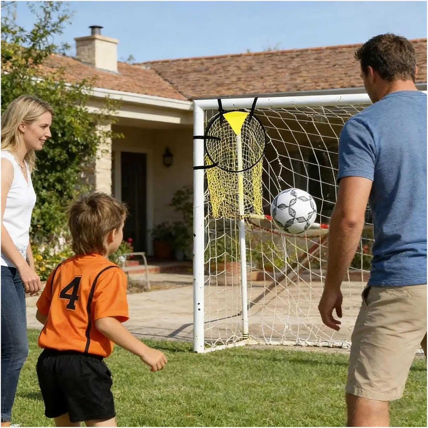 Elastic Kids Soccer Net Anti-Tangling Training Goal Easy Setup Football Post for Teens, Practice in Garden & Backyard