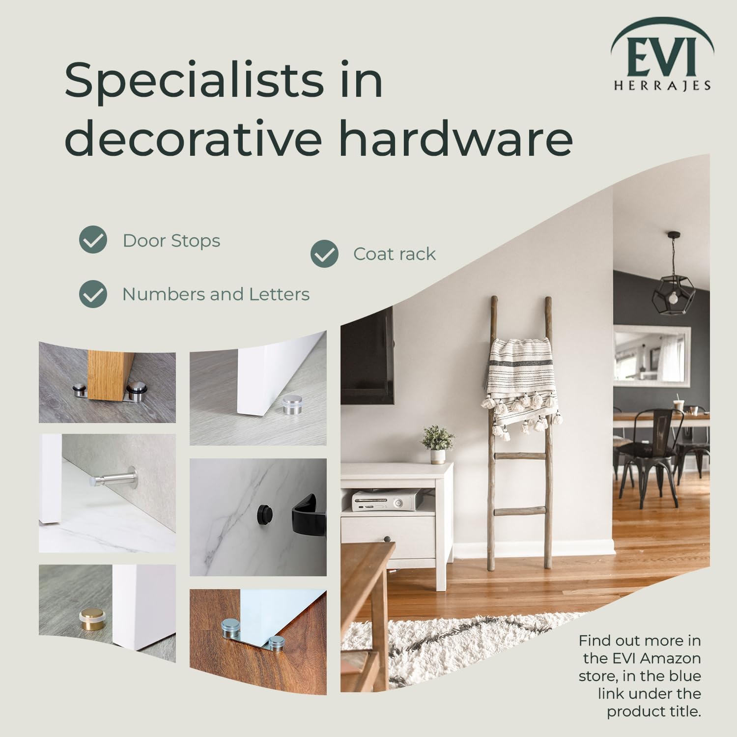 EVI Door Stops | Brass Door Stopper - Screw Fastening - White Rubber Protector - 0.95 x 1.38 Inch Door Stop