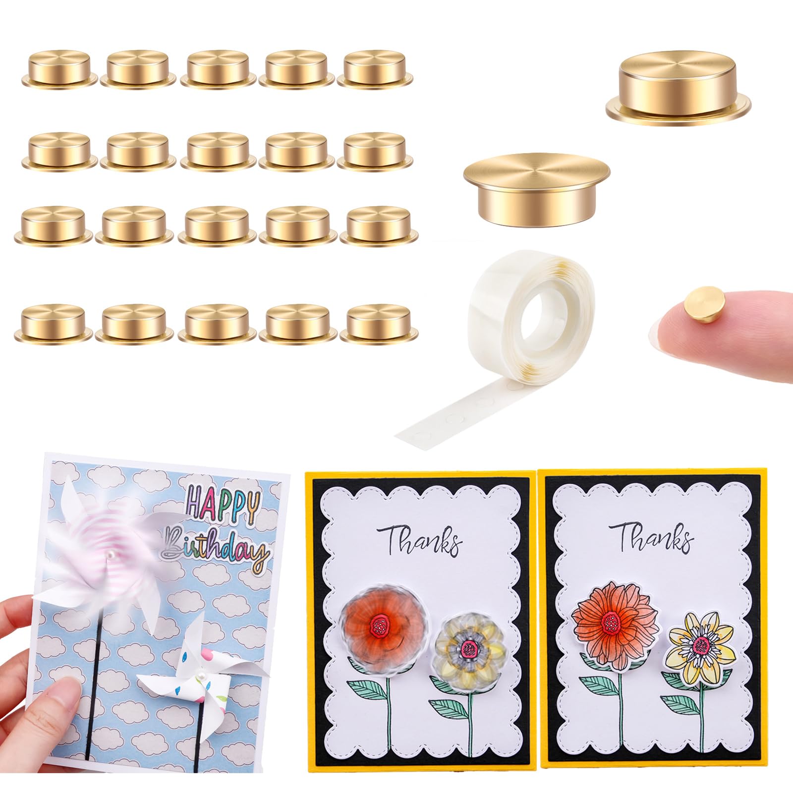 20Pcs Mini Metal Rotating Bearings for DIY Handmade Crafts Paper Cards Scrapbooking DIY Greeting Cards 360°Rotation Smooth Spin Mechanism Spinner for Jewelry Making Nail Decoration