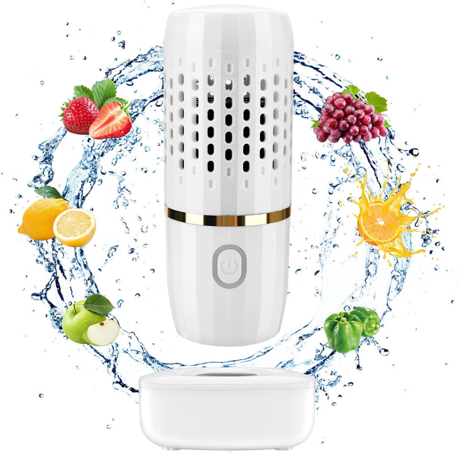 Fruit and Vegetable Washing Machine, Fruit and Vegetable Cleaner Device USB Rechargeable Food Purifier Automatic Household Cleaning Gadgets for Purifying Meat Glasses Fruits and Vegetables (White)