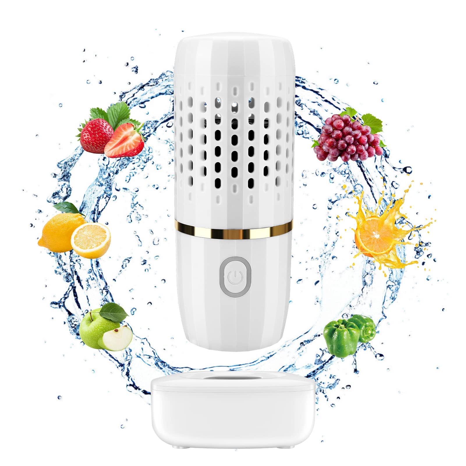 Fruit and Vegetable Washing Machine, Fruit and Vegetable Cleaner Device USB Rechargeable Food Purifier Automatic Household Cleaning Gadgets for Purifying Meat Glasses Fruits and Vegetables (White)