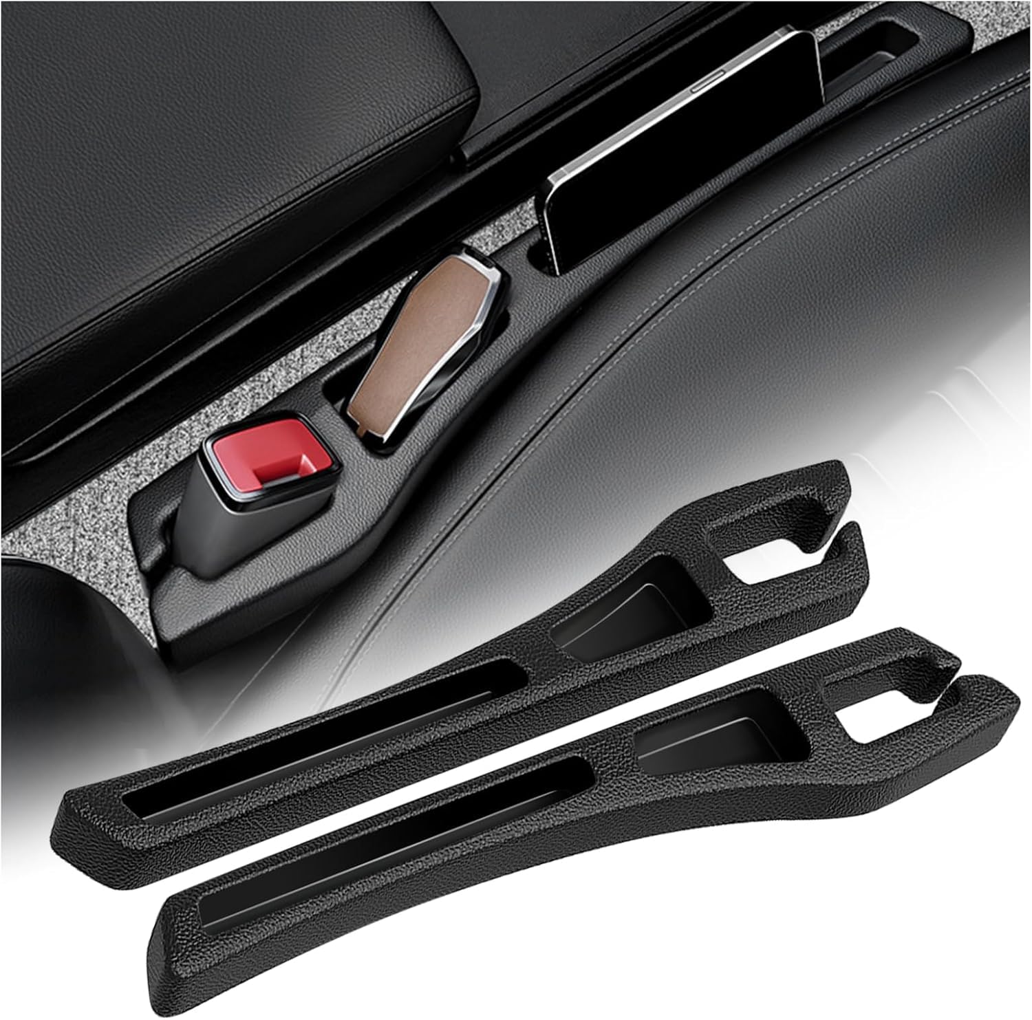 ZYXDMMJH 2PCS Car Seat Gap Filler For BMW iX3 (G08) 2020-2021 2022 2023 2024, Vehicle Mounted Leak Proof Filling Organiser Pads Fill the Gap Between Seat & Console,Red