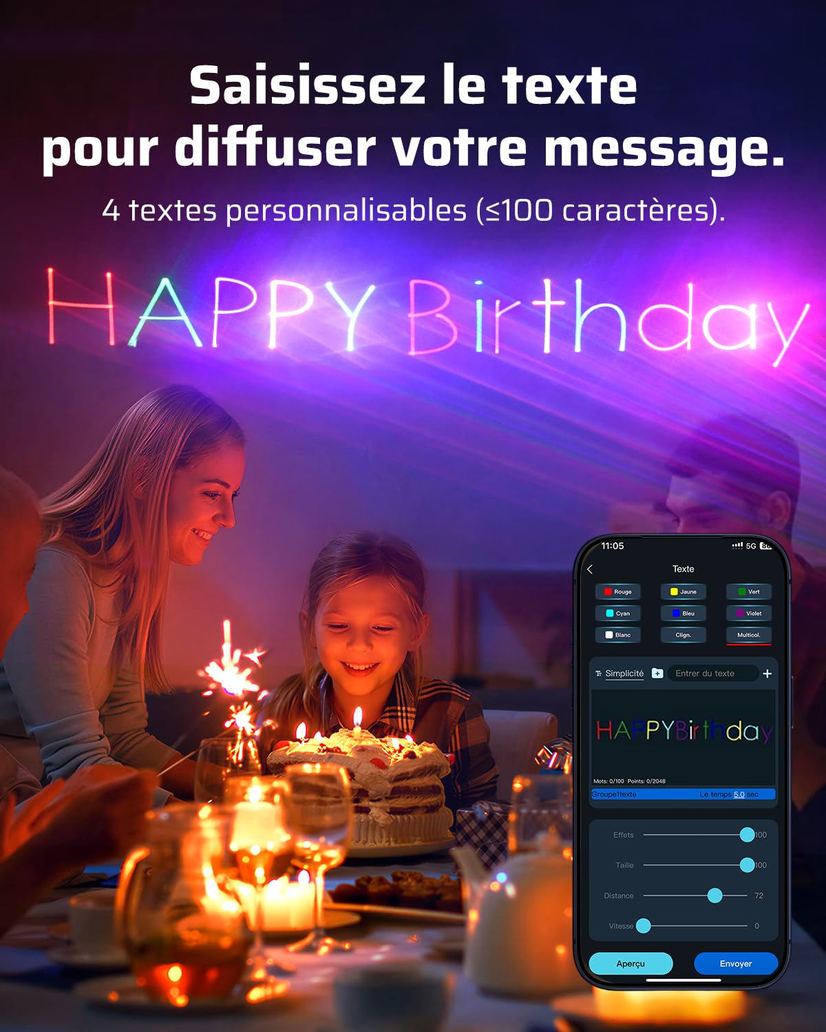 KeoBin Jeux de Lumière DJ, 3D DIY Animations & Texte Personnalisable