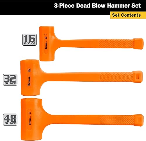 Miniatura 10 de Titan 63148 Martillo de soplado muerto de 3 libras con cabeza rellena de acero, resistente a chispas y rebotes, mango texturizado de diamante
