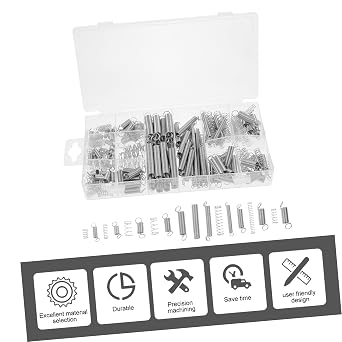 200pcs Spring Kit Assortment Set Extension Springs Compression Break Organized Case Chart Lid