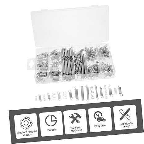 200pcs Spring Kit Assortment Set Extension Springs Compression Break Organized Case Chart Lid