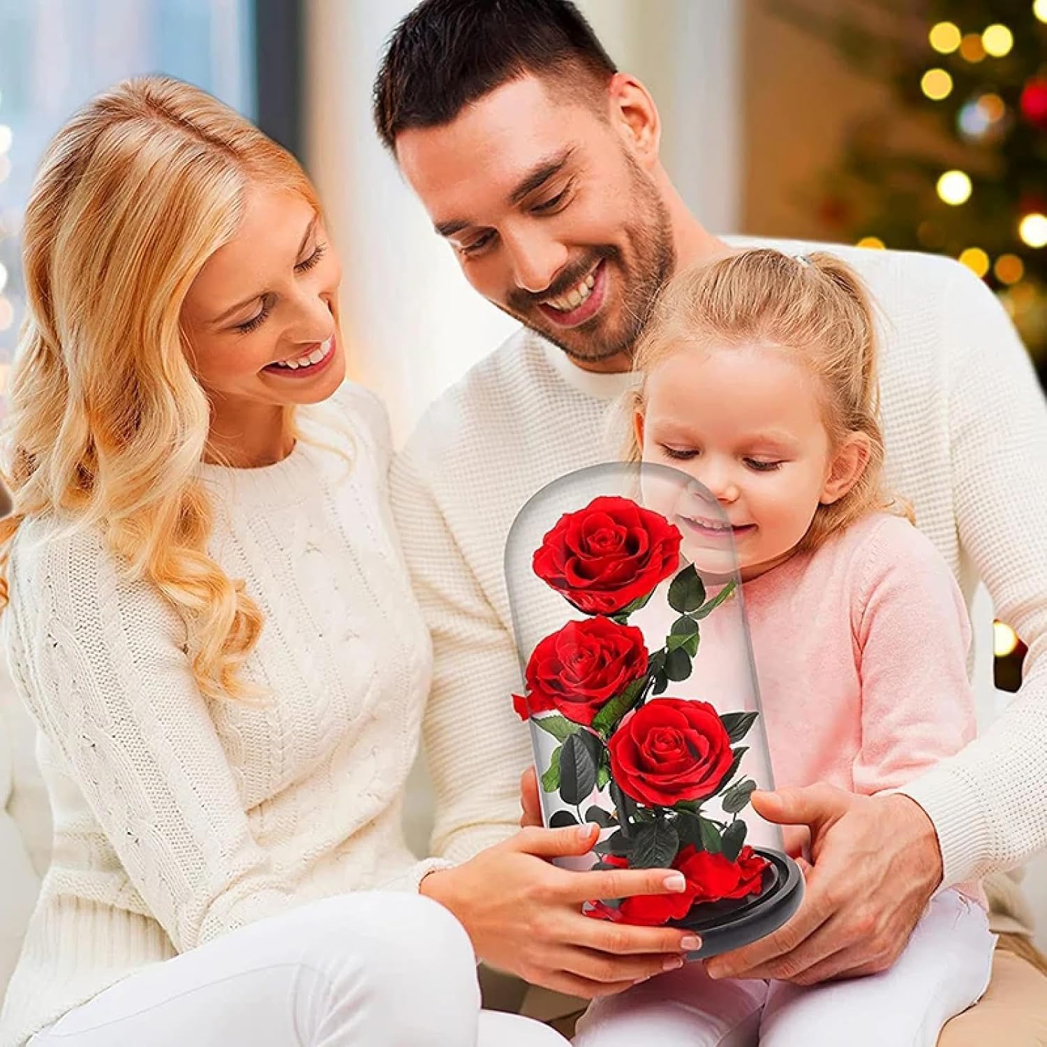 Wieczna Róża Wieczne Zakonserwowane Róże W Szklanej Kopule 5 Główek Kwiatowych Róża Forever Love Upominek ślubny Dla Kobiet I Dziewczyn, 3headsbluerose