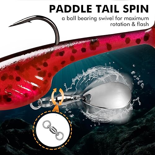 Miniatura 4 de TRUSCEND Easy Catch Pre-Rigged Soft Fishing Lures, Super Durable TPE Swimbaits for More Bite, Well-Made Premium Fishing Gifts for Bass Crappie Trout