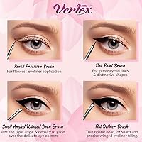 Vista 3 de Eyeliner Brush Fine Angled Set - For Liquid Gel Liner Applicator Bent Stencils Thin Pencil Pen Real Small Sharpener Angle Wing Tips Firm Makeup