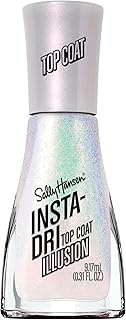 Sally Hansen Insta-Dri Nail Polish Top Coat | Quick Dry, Long Lasting, Streak-Free Shine, Sheer | Illusion | Shimmery White Nail Polish