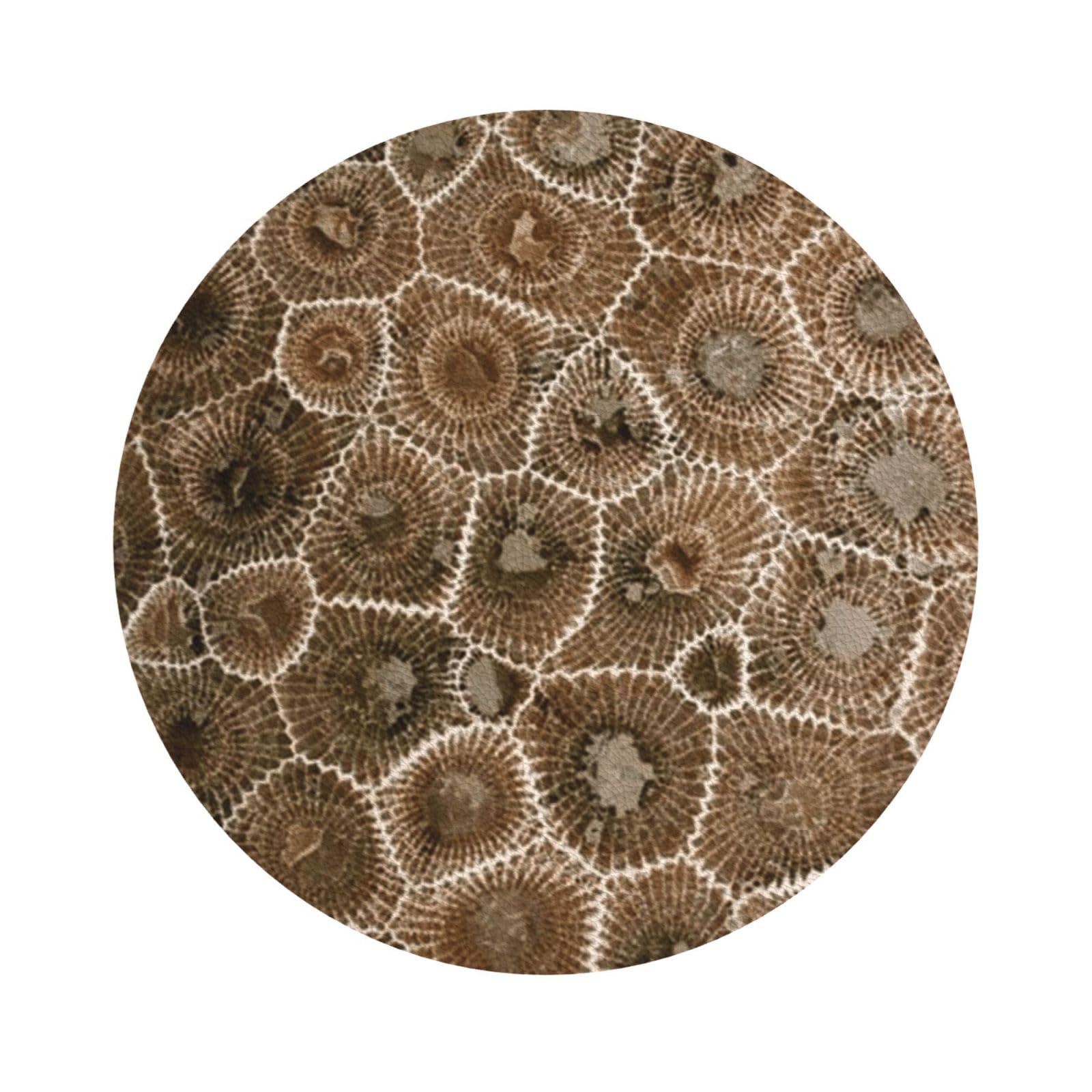 Petoskey Stone PU Leather Coasters Set of 6 Round Drink Coasters